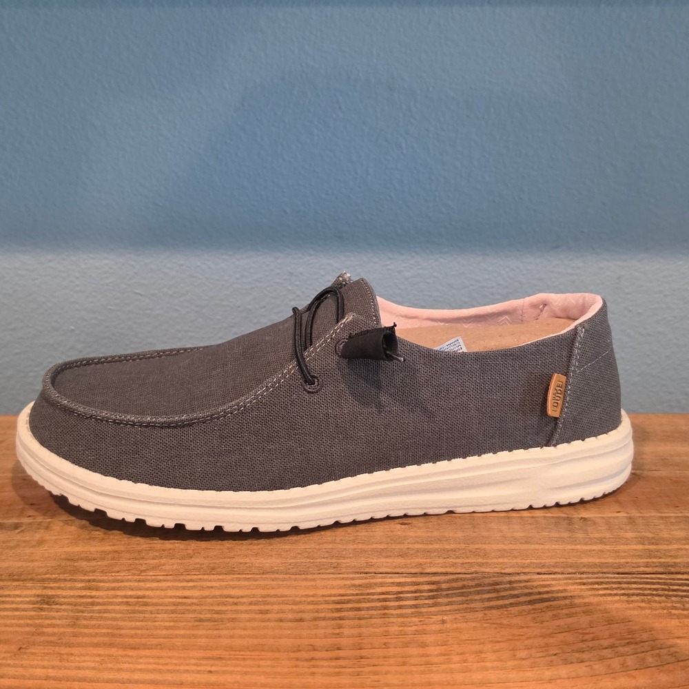 Hey Dude Womens Wendy Chambray Loafers Grey Canvas Slip On Casual Shoes Size 10 - Picture 9 of 12